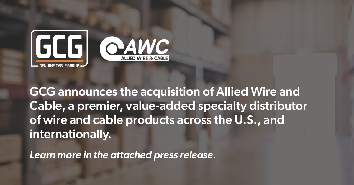 GCG announces the acquisition of Allied Wire and Cable, a premiere, value-added specialty distributor of wire and cable products across the U.S., and internationally. Learn more in the attached press release.
genuinecable.com/gcg-acquires-a…
#genuinecablegroup
#alliedwireandcable