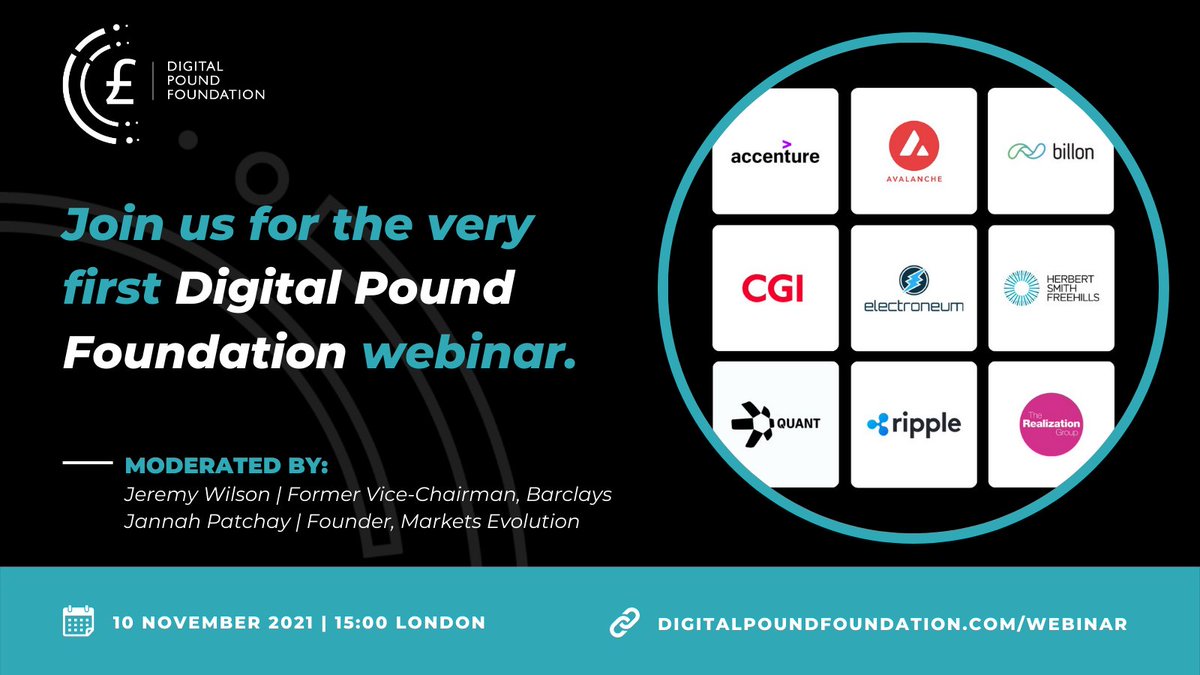 electroneum's tweet photo. The @digitalpoundfdn is hosting their very first webinar on the 10th November with Richard Ells representing #Electroneum and speaking alongside @Ripple @quantnetwork @BillonGroup @CGI_Global @avalancheavax and more: https://t.co/KN62kRY2Cb
#crypto #dpf #digitalpound #cbdc https://t.co/LpnN1UXwd2