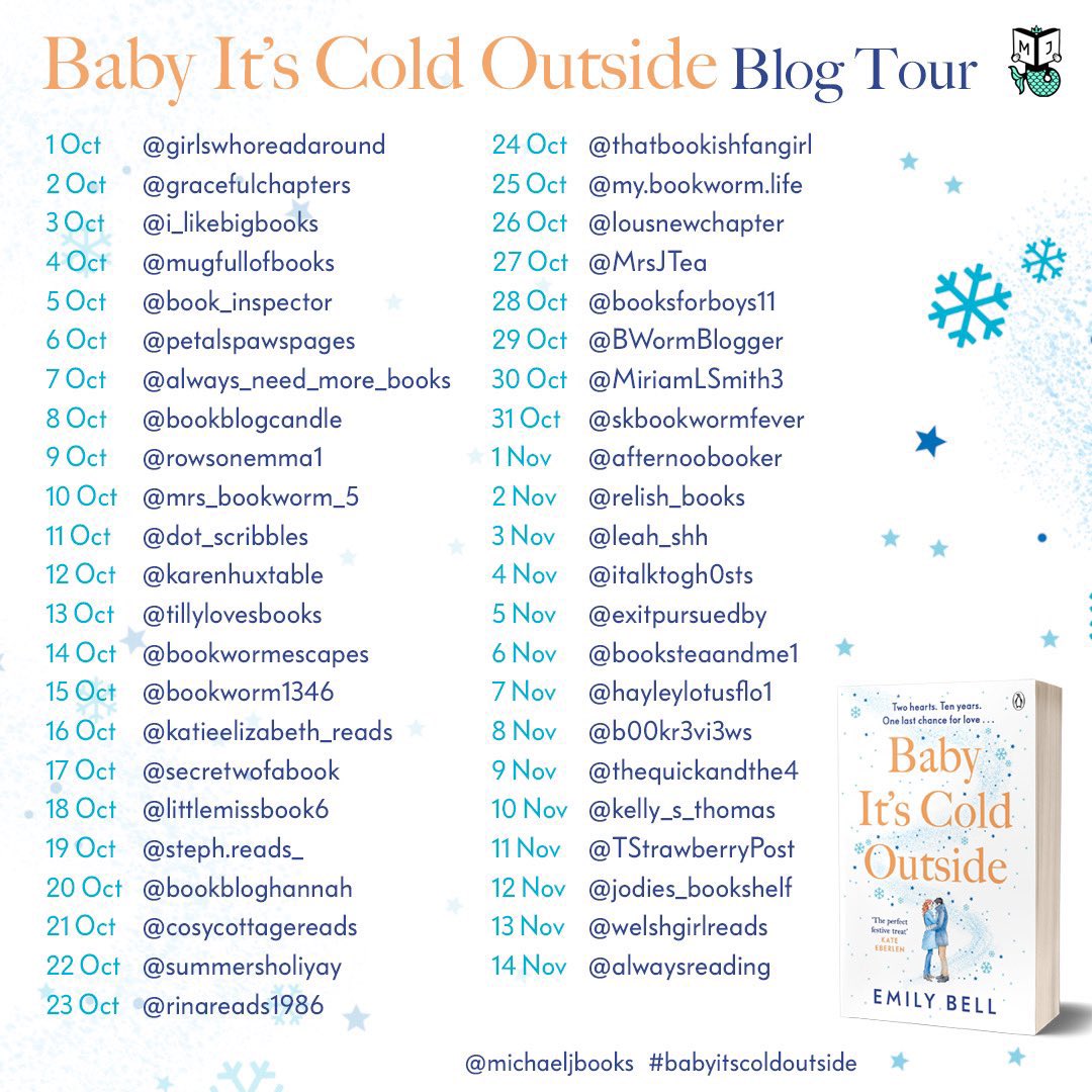 italktogh0sts's tweet photo. Tomorrow is my stop on the Blog Tour for Baby it’s cold outside by Emily Bell. I’m so excited to share my review!
Thanks to @MichaelJBooks / @kalliereads for the beautiful copy! https://t.co/9xVHGByETR