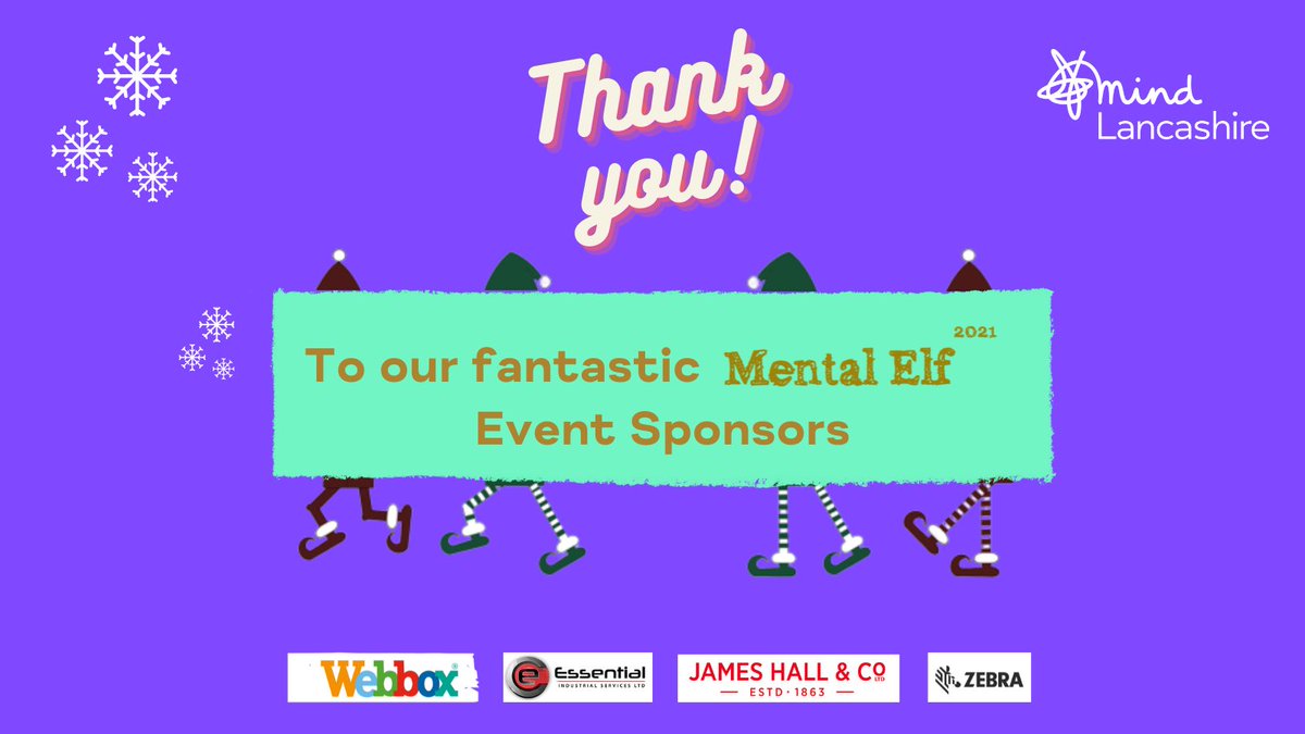 A huge thank you to our wonderful event sponsors of Mental Elf 2021: <a href="/WebboxPetFood/">Webbox Pet Food</a> our main sponsor, <a href="/EIS_UK/">Essential Industrial</a> our finish line sponsor, @SPARDSAP sponsoring participant goody bags &amp; <a href="/ZebraTechnology/">Zebra Technologies</a> our signage sponsor! Want to support us too? Come along! lancashiremind.org.uk/events/194-men…