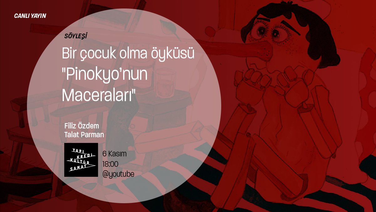 YKYHaber's tweet photo. “Bir zamanlar, tıpkı şimdi olduğum gibi tahta bir kuklaydım: Bu dünyadaki pek çok çocuk gibi, tam gerçek bir çocuk olacaktım ki…” #TalatParman ve #FilizÖzdem ile Carlo Collodi’nin dünyaca ünlü romanı "#Pinokyo’nun Maceraları"nı konuşuyoruz. https://t.co/I5bzLt0KKx