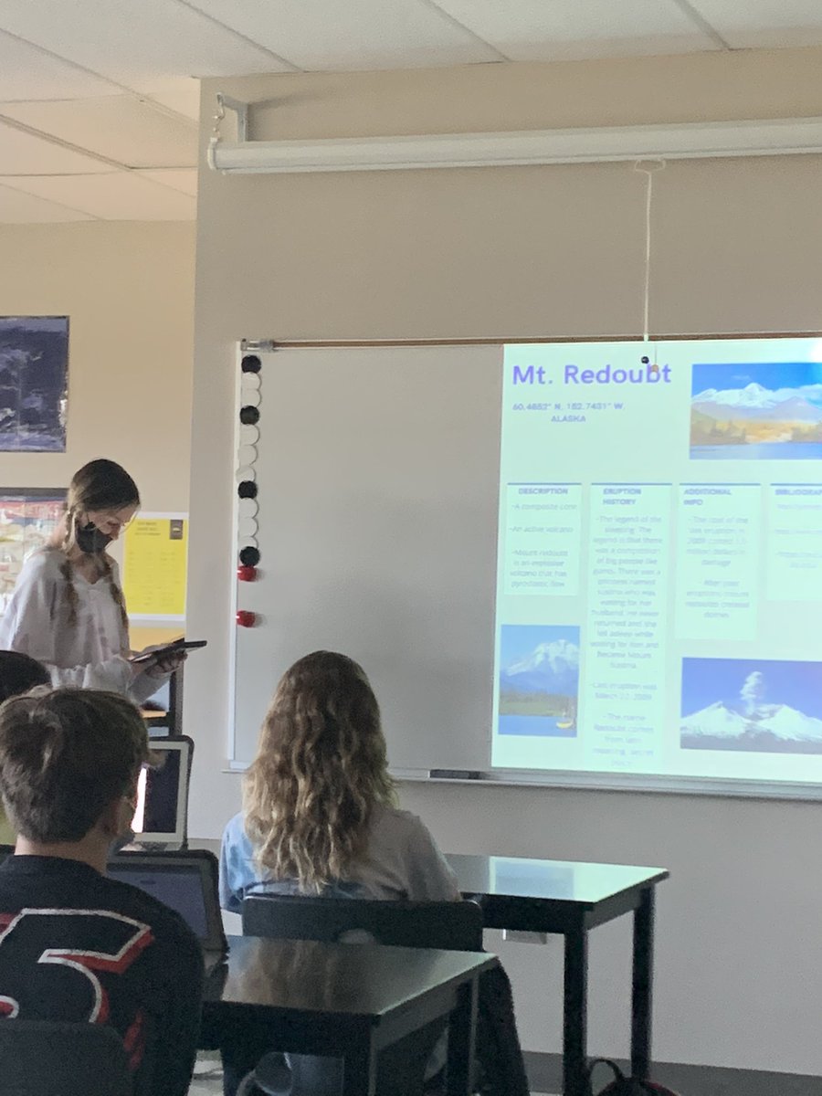 KindlerJoshua's tweet image. Students in 8th grade science shared their volcano resumes they created with their peers in Mrs. Decedue’s class @TheCreekMCMS #creativityinscience