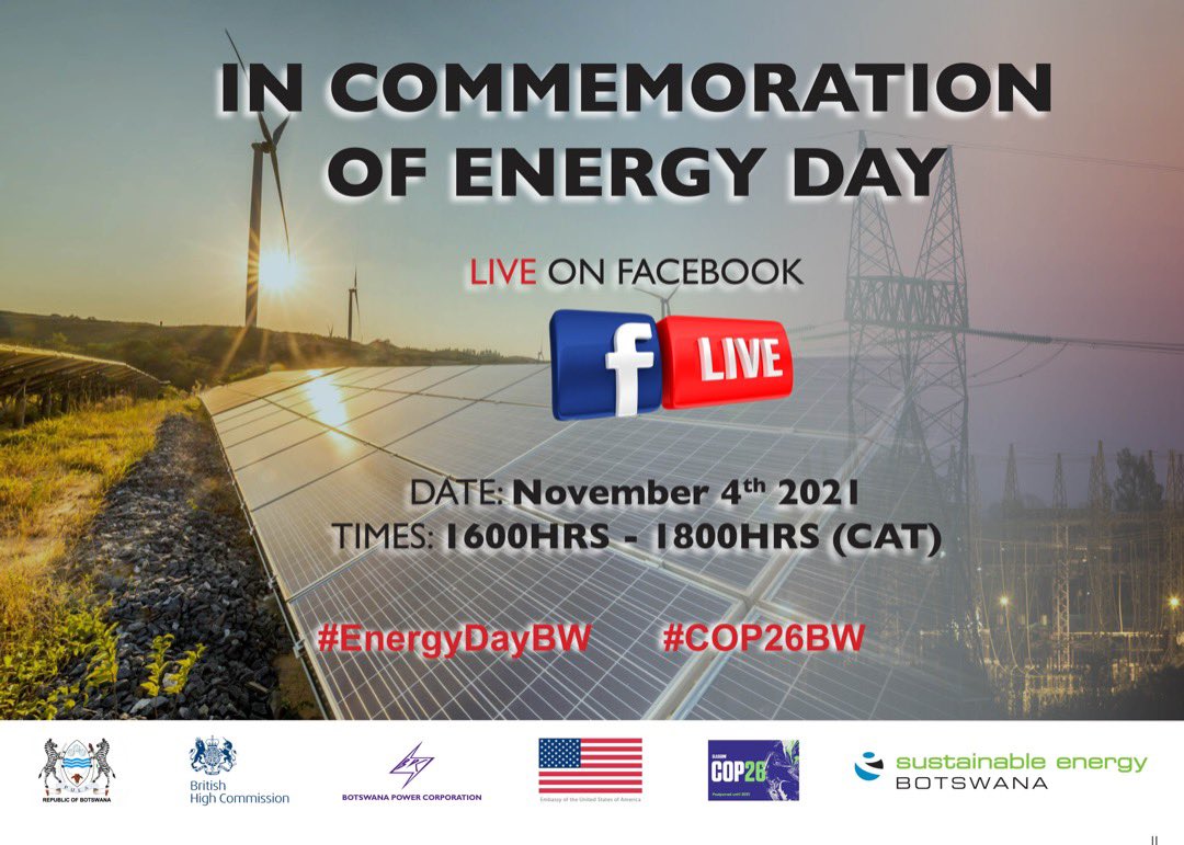 Join the 🇺🇸 Embassy and British High Commission as we commemorate Energy Day in Botswana tomorrow! 
FB.me/e/1SsdjQiyv