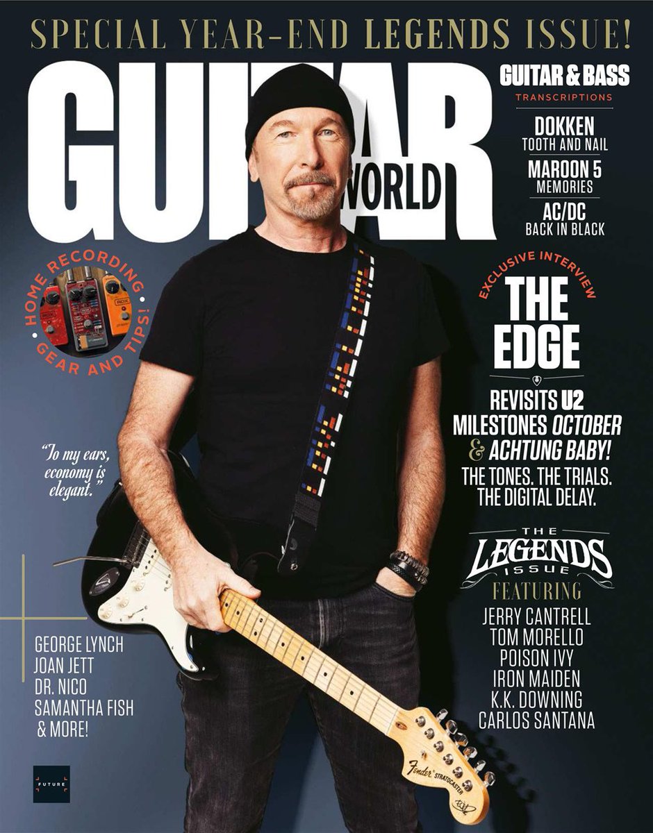 u2songs's tweet photo. The new Guitar World magazine (due in shops this week) features a new interview with the Edge celebrating #U2October40 and #U2Achtung30 https://t.co/MkkO5yLRBq