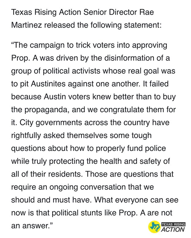 Incredibly proud of Austin young organizers today 🥲Shout out to <a href="/texrisingut/">Texas Rising at UT</a> <a href="/texrisinght/">Texas Rising Houston-Tillotson</a> @texrisingseu and the coalition of orgs who came together to say #NoWayPropA! #txraction