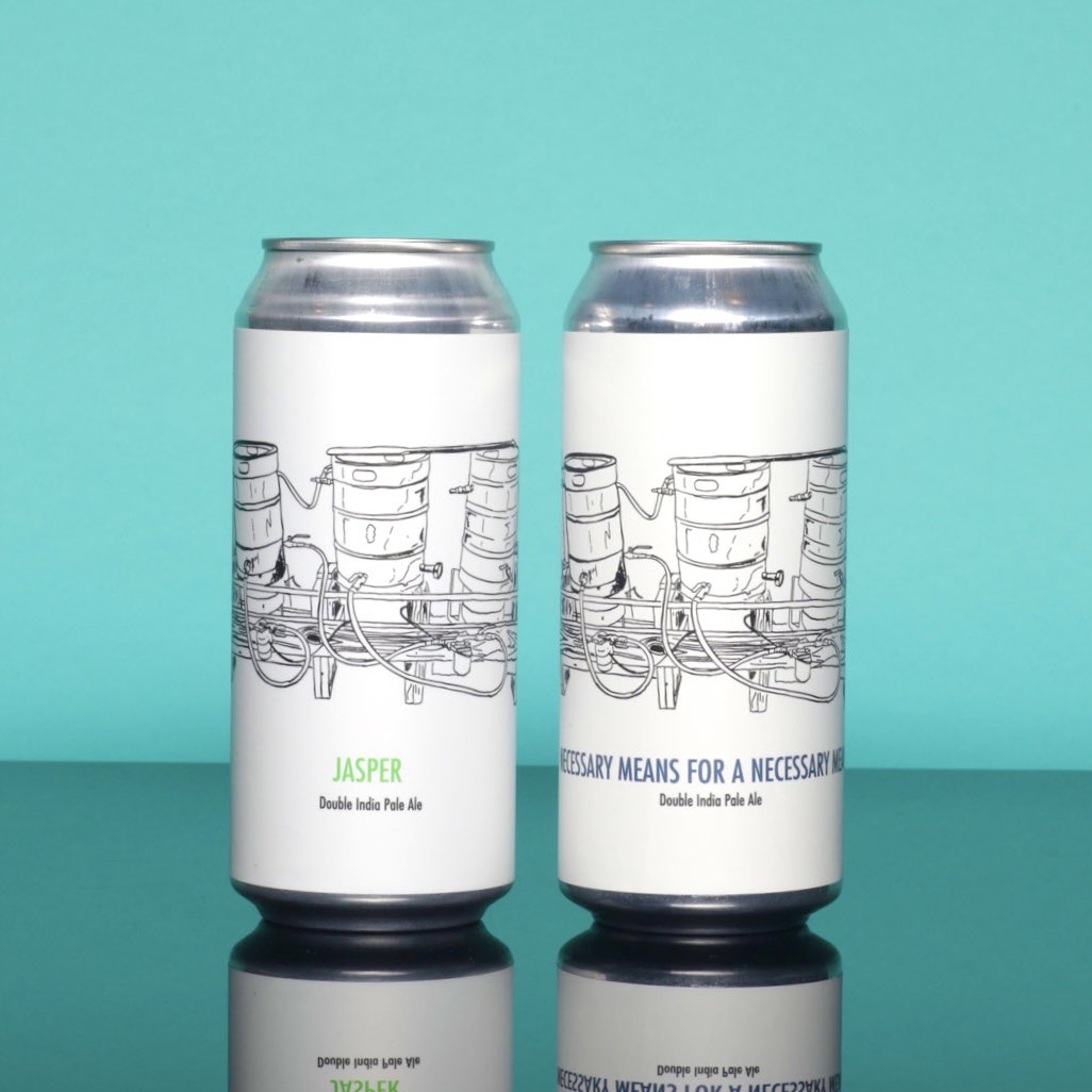 Available starting right now (Wednesday) until 7PM. Must be in line by 7PM.

Jasper DIPA 7.8% with All Citra 
6 cans Per Person

Necessary Means for a Necessary Means DIPA 8.4% with Citra and Mosaic
6 cans Per Person