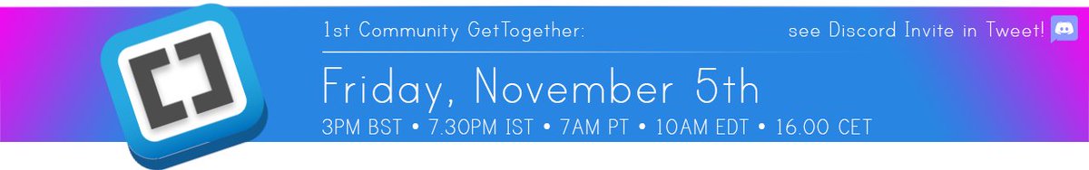 BracketsCont's tweet photo. Join our First Community GetTogether on Friday, November 5th on Discord! 💙
3PM BST • 7.30PM IST • 7AM PT • 10AM EDT • 16.00 CET

https://t.co/S5DTaYZu6c https://t.co/QFTuWqmmg2