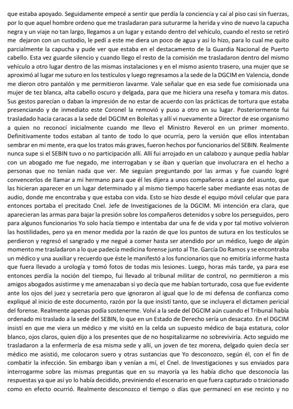 ElPeluche_feo's tweet photo. @KarimKhanQC @CourPenaleInt 
Pág5/6 el Capitán #Caguaripano relata como suturan en carne viva sus testículos en el asiento trasero de un vehículo dentro del destacamento de la Guardia Nacional de Puerto cabello y luego presentado ante el Tribunal Militar casi inconsciente. https://t.co/JcVVfxXW1N