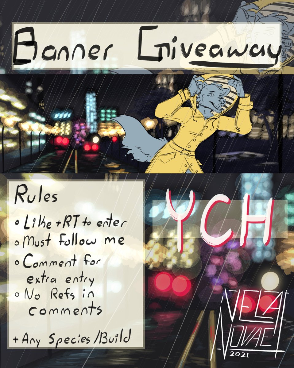 Vela_Novae's tweet photo. !!Banner Giveaway!!

Rules
🔹Like+RT to enter
🔹Must follow me
🔹Comment for an extra entry
🔹No refs in comments
🔹Any species/build for the YCH

🔸Ends Nov 10 1pm pdt🔸 https://t.co/rMaVhE8PbV