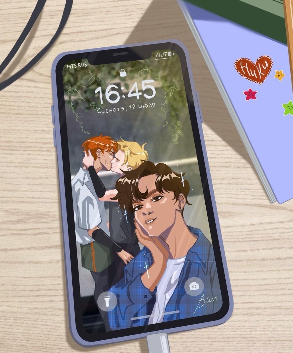andreilcomfort's tweet photo. nicky's phone. 
🎨 waitvino on ig https://t.co/YeErw82hHK
