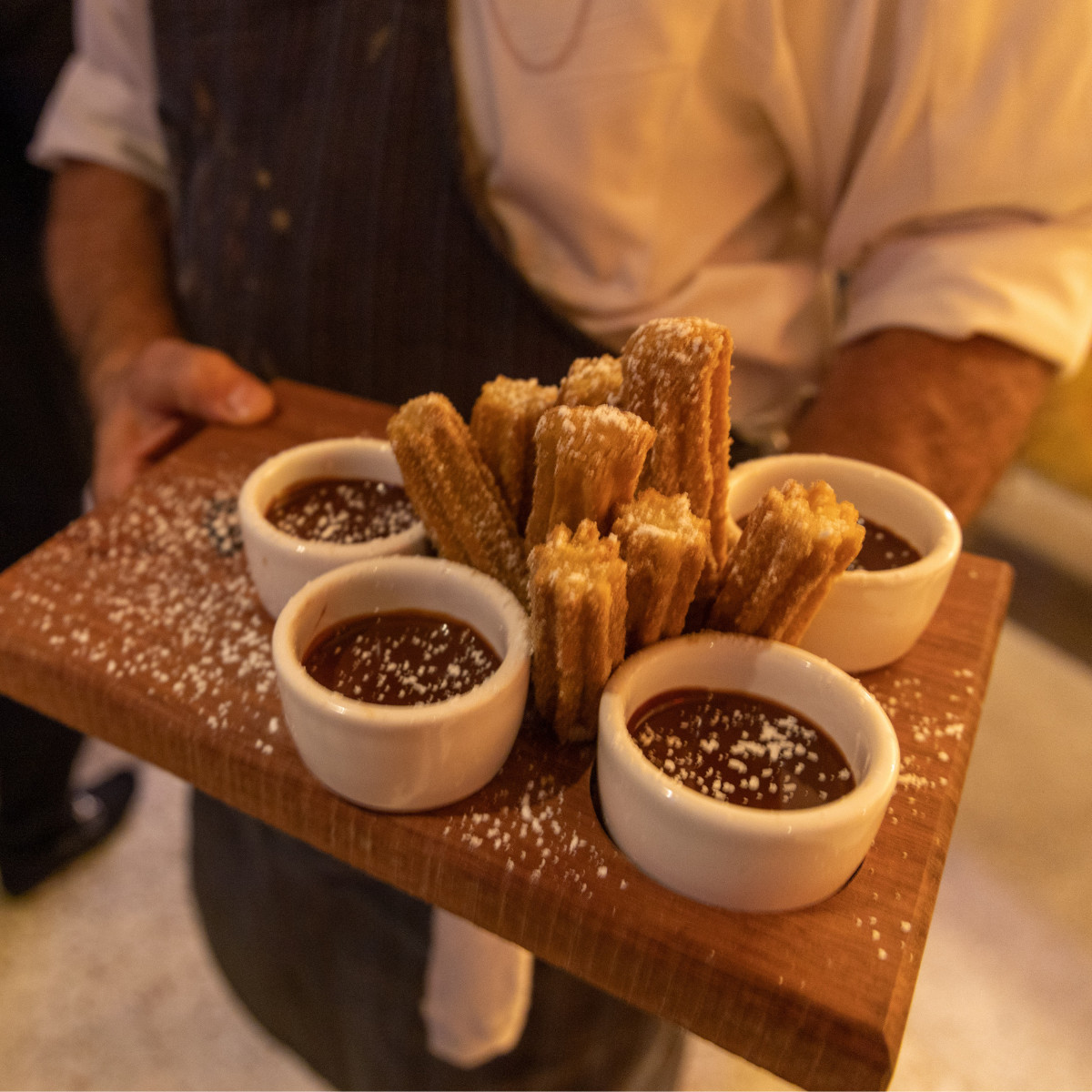 CubaLibreAC's tweet photo. Our Churros con Chocolate is the dessert you have to get even if you think you have no room. Puffed fried dough covered in cinnamon and sugar accompanied by our house made chocolate sauce is the perfect ending to your Cuban culinary getaway. https://t.co/vbDTUKgwNE