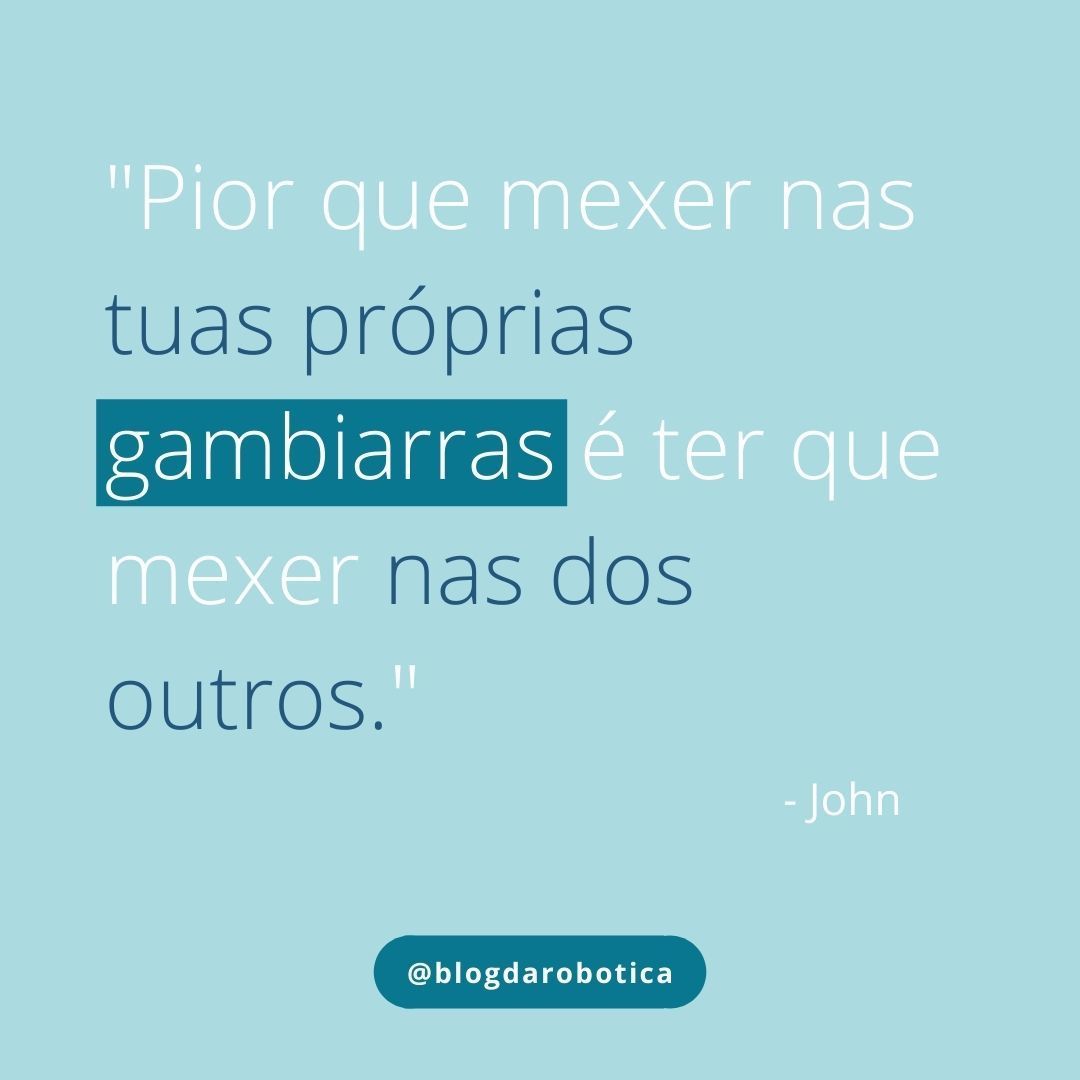 BlogDaRobotica's tweet image. 📌 Principalmente gambiarra de código feito por outras pessoas. Alguém aí já teve que mexer em código de outra pessoa?
#frases #codigo #gambiarra #diy #c++ #c #javascript #code #php #arduino #empreender #robotica #casadarobotica #blogdarobotica #go #projeto #robo #robot