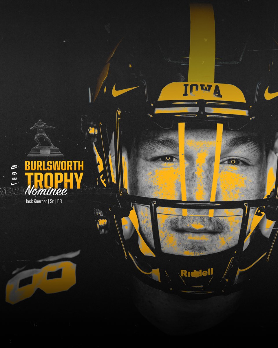 Senior Jack Koerner has been nominated for the Burlsworth Trophy!

The honor is given to the most outstanding player who began his career as a walk-on.

#Hawkeyes