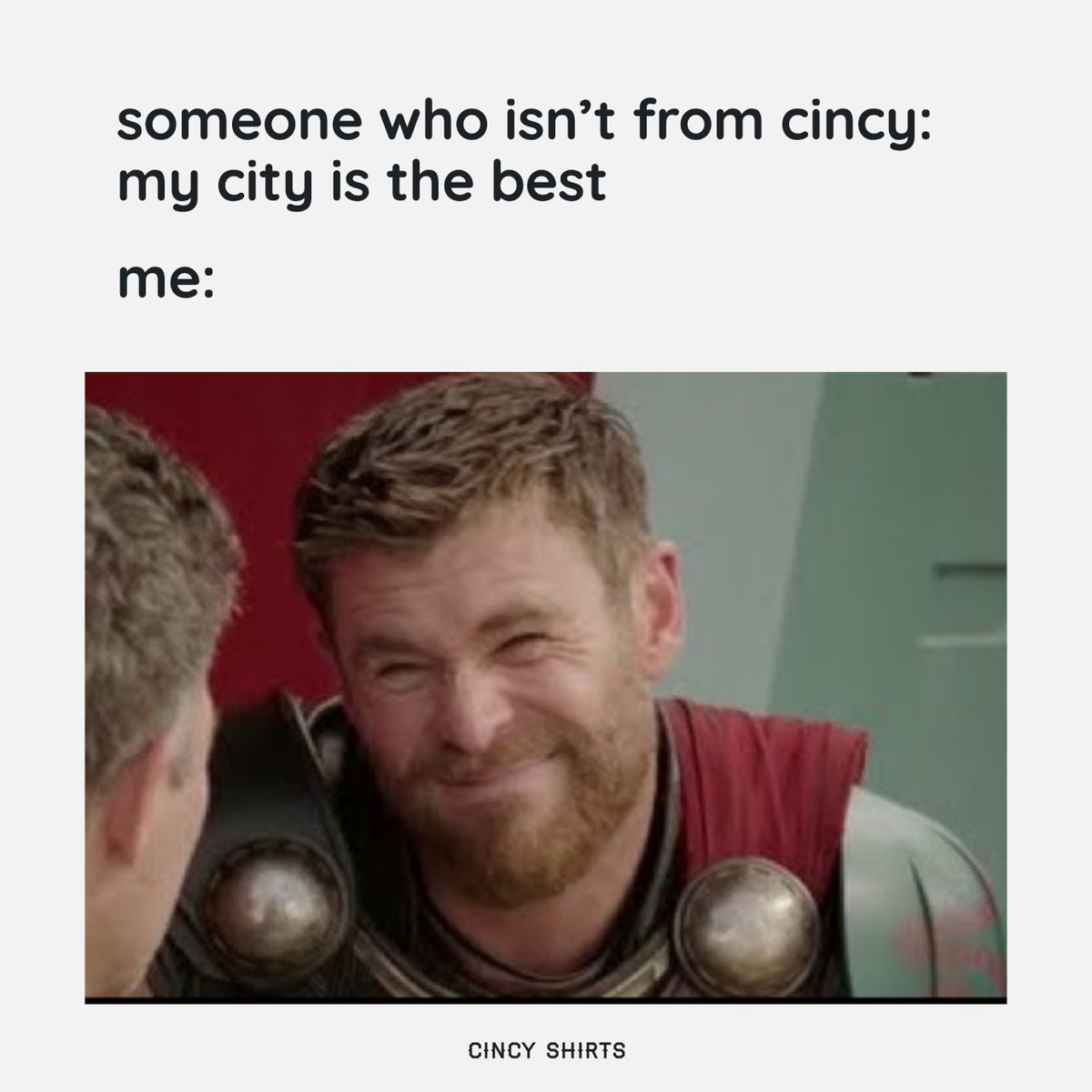 CincyShirts's tweet photo. Tell us your favorite thing about Cincy 👇

#cincyshirts #allcincyallday #cincinnati #cincythings #cincyexplored #thormeme #memes #cincymemes https://t.co/bxUOrE1xST