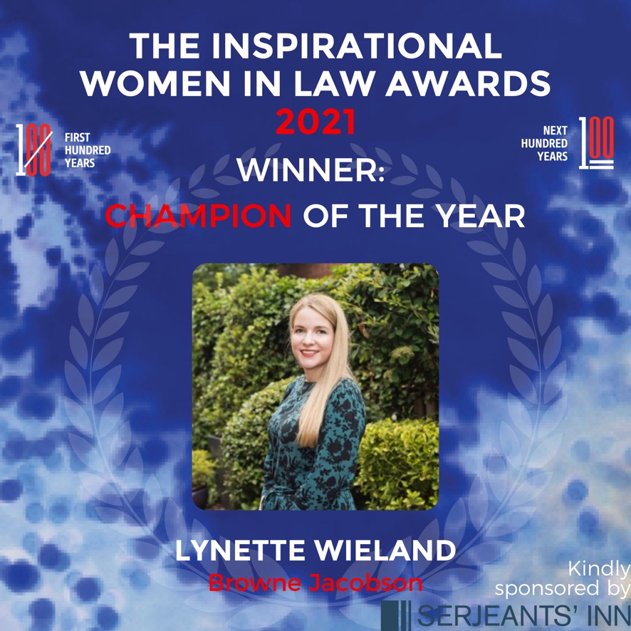 First100years's tweet photo. Our final award - 2021 Champion of the Year Award - goes to Lynette Wieland from @brownejacobson with special mention to Amanda Millar @amanda_millar from @Lawscot as Highly Commended!
Big thank you to @serjeantsinn for sponsoring this award✨
WELL DONE TO ALL OUR WINNERS! https://t.co/dtdZlacAva