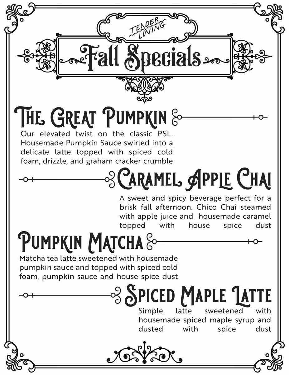 TLCRoasters's tweet photo. Did you get a chance to look at our Fall Drink menu? Available NOW!🍂 #ChicoCalifornia https://t.co/NNCDFxwyTE