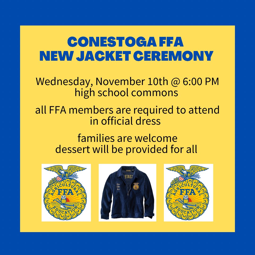 New Jacket Ceremony details for our event next Wednesday!