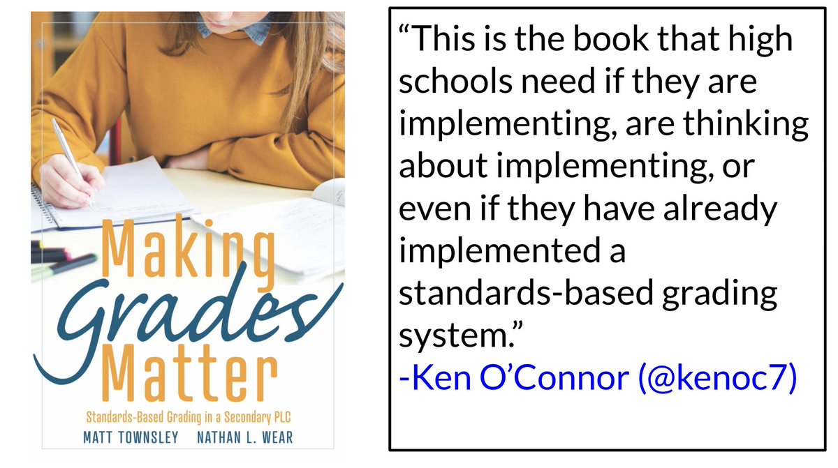 GradesMatterSBG's tweet photo. "Making Grades Matter is the book that high schools need if they are implementing, are thinking about implementing, or even if they have already implemented a standards-based grading system." - Ken O'Connor #atplc #sblchat https://t.co/A2otyfGErF