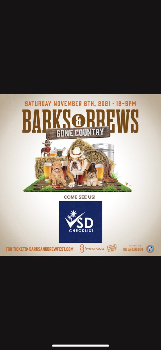 sd_checklist's tweet image. Get ready for the next upcoming @barksandbrewfest this weekend! Good food, drinks, music, and of course dogs! Come have some fun with us at the @sdchecklist vendor booth✅
 Tickets are available at barksandbrewfest.com. @sdchecklist @fivegrp @nightaccess