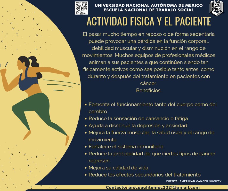 futejents's tweet photo. Son muchos los beneficios de la actividad física en el paciente con cáncer, conocelos 👇

#cáncer #salud #tsporladetecciondelcancercolorrectal 

@MxSinCancer @cancerwarriors_ @FUTEJE @InfocancerMx @incanMX @vcontraelcancer @RedContraCancer https://t.co/3bulum8IBA