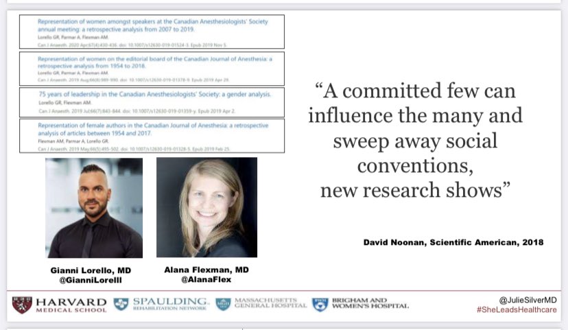 Well-deserved shout-out today from the amazing @JulieSilverMD :

📣 Commitment by 🌟🌟@AlanaFlex & @GianniLorelll to expose gender disparities in 🇨🇦 anesthesiology 🙏🙌

#SheLeadsHealthcare