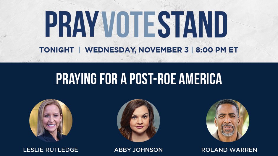 FRCdc's tweet photo. TONIGHT: Praying For a Post-Roe America

@tperkins will be joined by @AGRutledge @AbbyJohnson and Roland Warren @inspirelifenow.

Tune in 8 PM ET at https://t.co/y19Si2MGZF https://t.co/J7TGwwmiaz