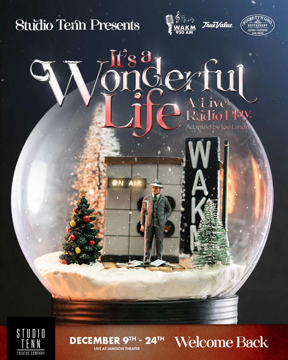 StudioTenn's tweet image. It’s A Wonderful Life: A Live Radio Play will run 12/9-12/24. We can’t wait to return to live theatre with a magical twist on this holiday favorite!

Our production brings this classic to life as you have never seen before, as a live radio broadcast at WAKM Radio in Franklin, TN.