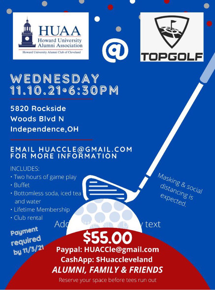 CLE Bison Family! Don’t forget to reserve your spot for Top Golf! This will be our first Social Outing since being reinstated, so don’t miss out on hanging with fellow alum in the area. Email if you have any questions!