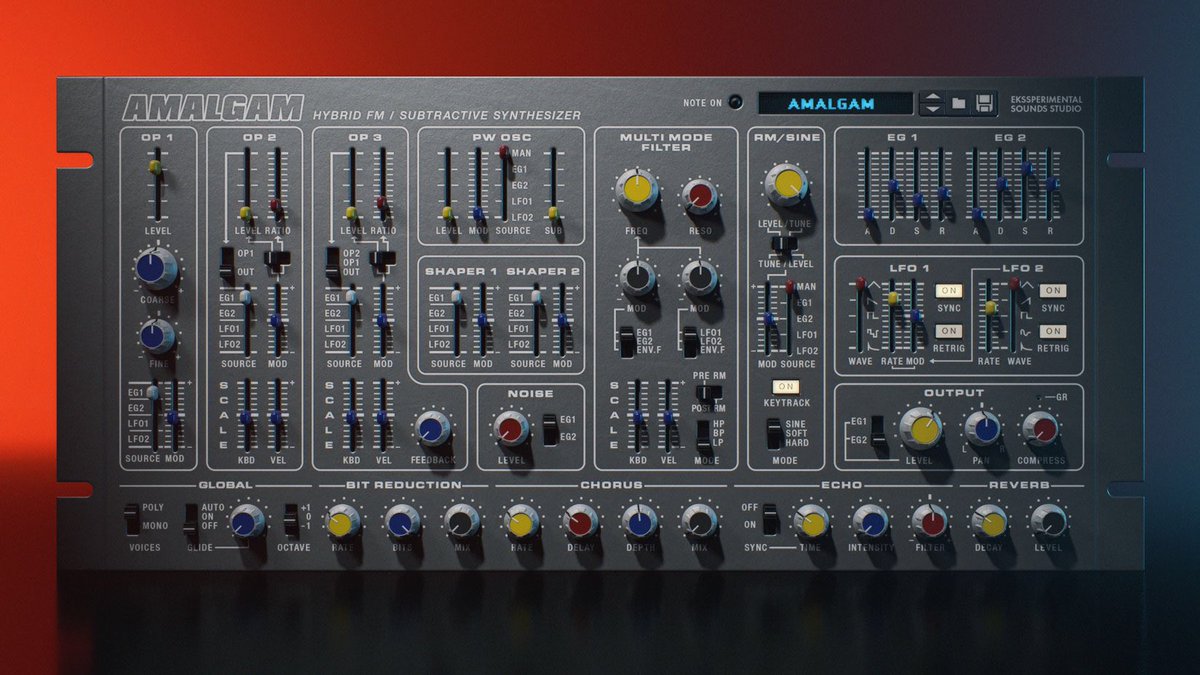 Ekssperimental's tweet photo. Out today: AMALGAM Hybrid FM / Subtractive Synthesizer Rack Extension. Now available in the @reasonstudios shop!
#rackextension #reasonrack #reasondaw #synthesizer https://t.co/iEFgNOf5eB