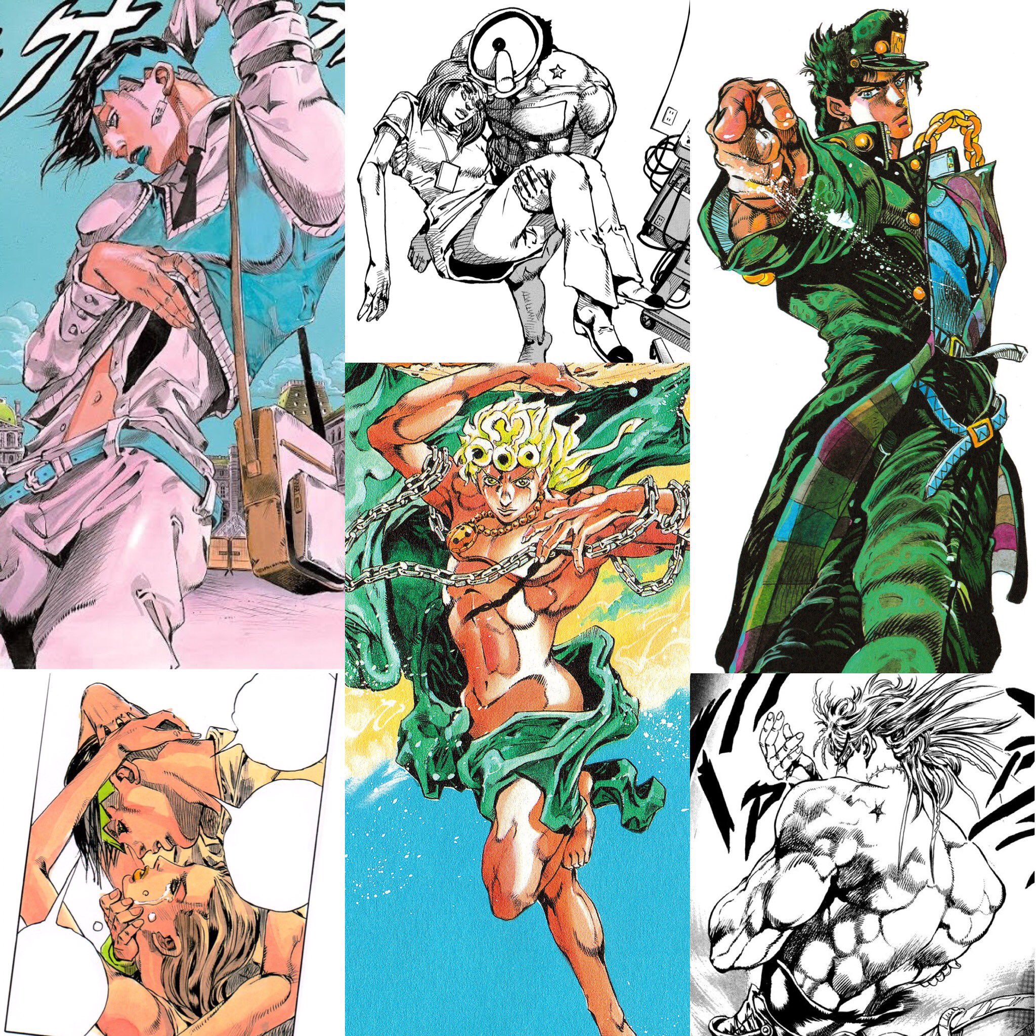 Powerful. Large. Deep., The poses Araki drew in the original manga are