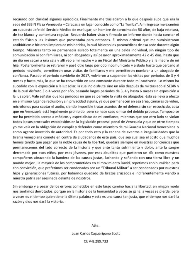 ElPeluche_feo's tweet photo. @CourPenaleInt pág 6/6 el Cap. #Caguaripano relata su traslado a la Tumba y sus períodos de aislamiento. Además de las violaciones a la legislación procesal penal del País.

@KarimKhanQC
En sus manos reposa la garantía de paz y justicia que ha sido denegada al pueblo venezolano. https://t.co/4Jk9ri2qHK