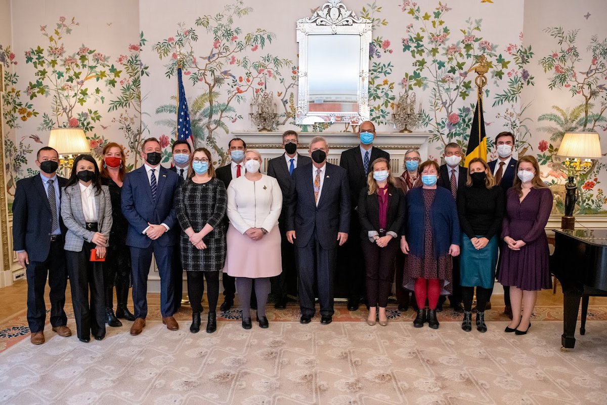 SecVilsack's tweet photo. Wrapping up my time in Brussels, I joined our in-country USDA staff for a team lunch to thank them for their continued work on behalf of U.S. ag. This trip was a success because of your hard work! As I head to #COP26, I will take your passion for international cooperation with me https://t.co/VZpLxyojnm