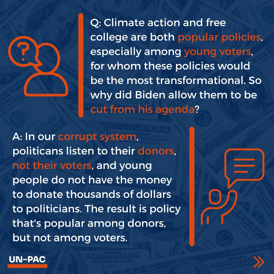 UnPACWisconsin's tweet photo. Young people are the future, so why doesn’t our government listen to us? The answer: big money in politics and corruption (not to mention, disenfranchisement!) https://t.co/24jHGVaTUN