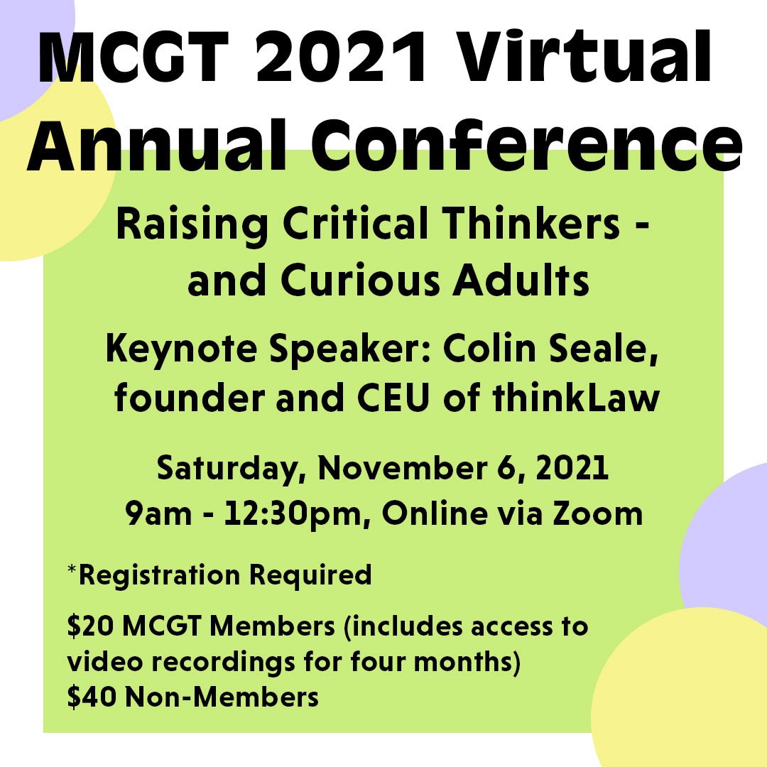 How can we encourage the use of critical thinking? Don’t miss MCGT’s virtual conference! Register now! #mngifted #criticalthinking mcgt.wildapricot.org/event-4248770