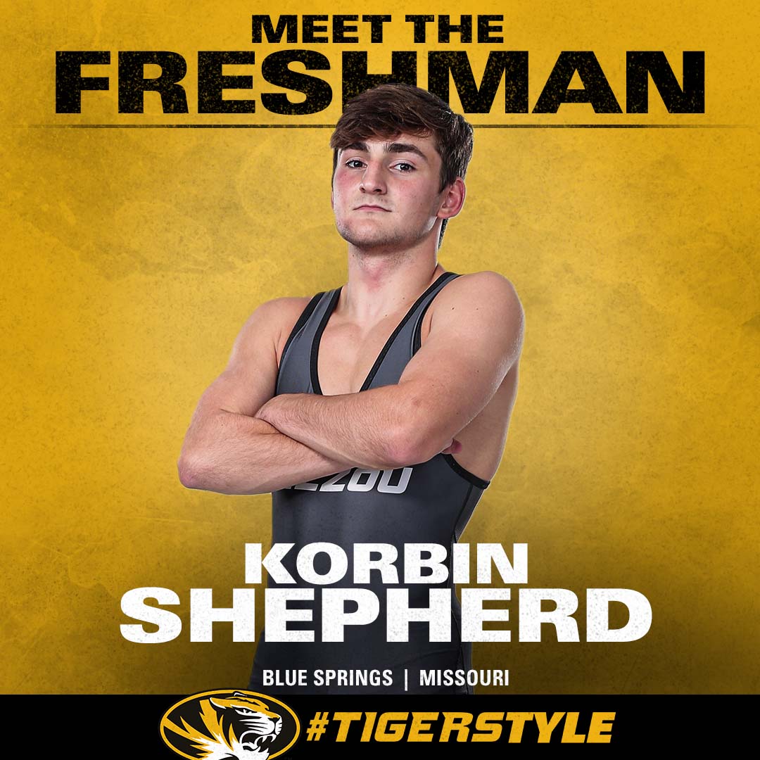 Meet the Freshman | 𝐊𝐨𝐫𝐛𝐢𝐧 𝐒𝐡𝐞𝐩𝐡𝐞𝐫𝐝
◾️Two-time Missouri Champion, four-time state finalist
◾️Wrestled a perfect 32-0 in his senior season
◾️Finished his high school career with a 149-9 record

#TigerStyle🐯 x <a href="/KorbinShepherd_/">Korbin Shepherd</a>