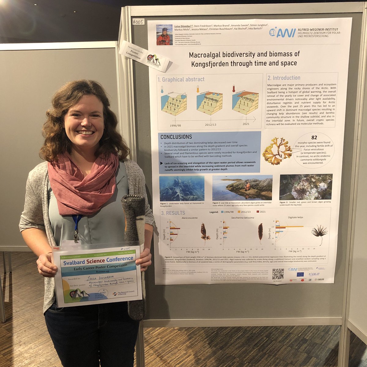 FACEITArctic's tweet photo. Congratulations to @FACEITArctic PhD candidate @LuisaDuesedau from @AWI_Media! Luisa got one of the „Best Poster Awards“ of the #SvalbardScience Conference!
Thanks to @APECS_Norway for organizing!
#SSC2021
#FACEITProject #EUPolarCluster #Arctic #ArcticResearch #ArcticScience https://t.co/9bsdUDIf9L