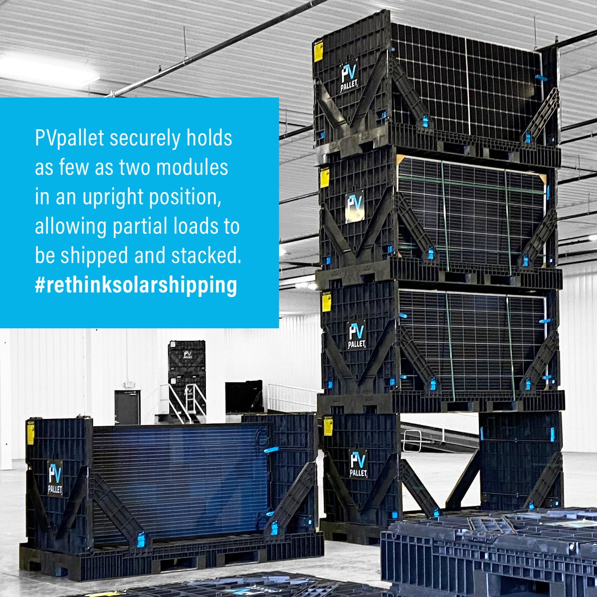 pvpallet's tweet image. How do you manage partial loads? Rethinking solar shipping is about more than just preserving natural resources--it's about saving time and money.
#rethinksolarshipping #woodwastewednesday #solarlogistics
