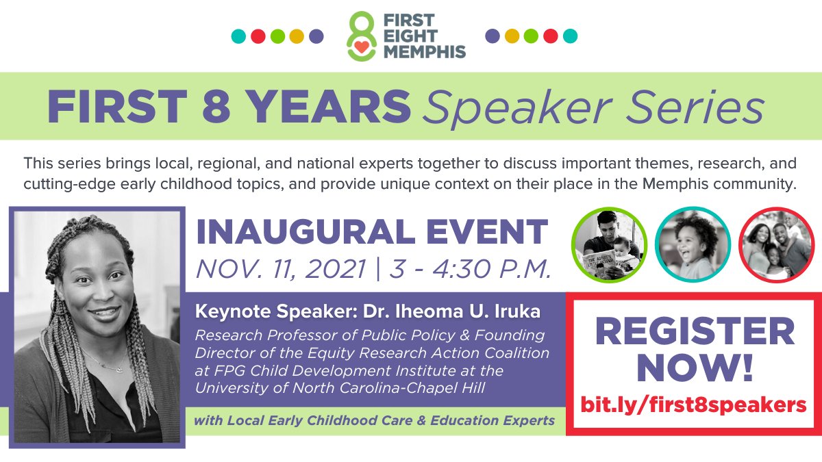 FPGInstitute's tweet photo. Nov. 11 at 3pm, #FPGEquityCoalition's @IheomaIruka joins @First8Memphis as the keynote speaker for its upcoming inaugural First 8 Years Speaker Series event https://t.co/kxyv6ycCw5 | #EarlyChildhoodResearch #EarlyChildhood #EarlyChildEd #EarlyChildhoodEducation https://t.co/44pcaWiRsJ