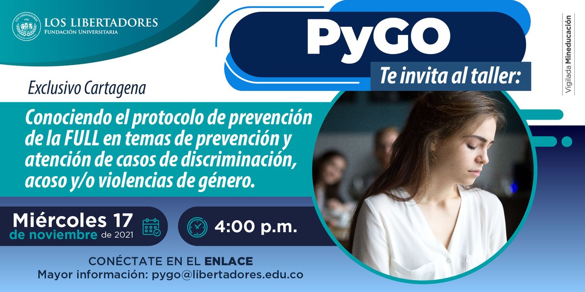 UniLibertadores's tweet image. #PyGO te invita al taller 👉 FULL Protocolo de prevención

🗓️ 17 de noviembre
⏰ 4:00 p.m.

Conéctate ➡️ cutt.ly/HR9bJee