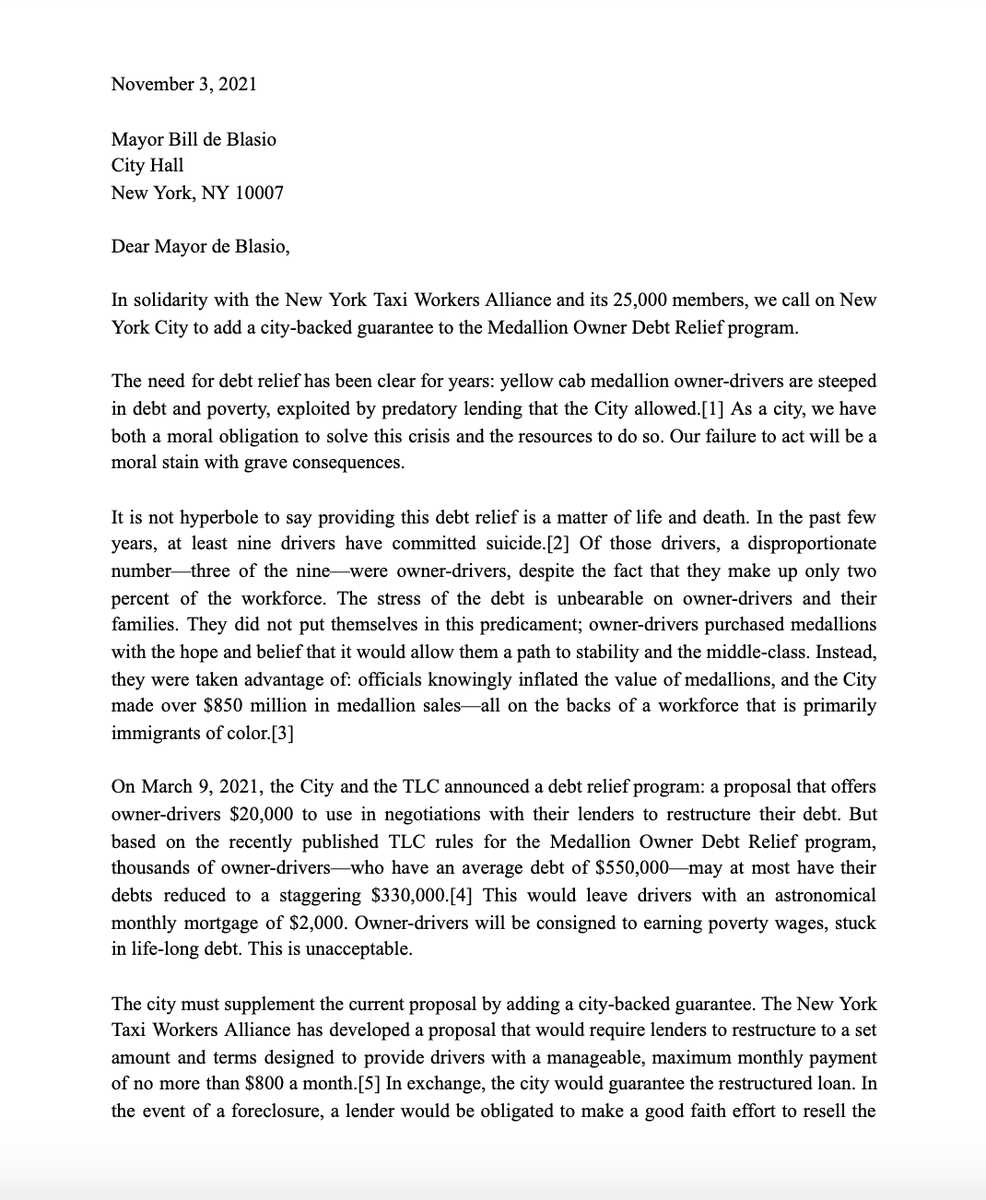 NYTWA's tweet image. Our coalition of support is growing bigger, stronger &amp;amp; more determined to fight for justice for New York's taxi drivers until victory is ours.

Dozens of community groups are now behind the call for a city-backed guarantee on medallion debt.

With your solidarity, we cannot lose.