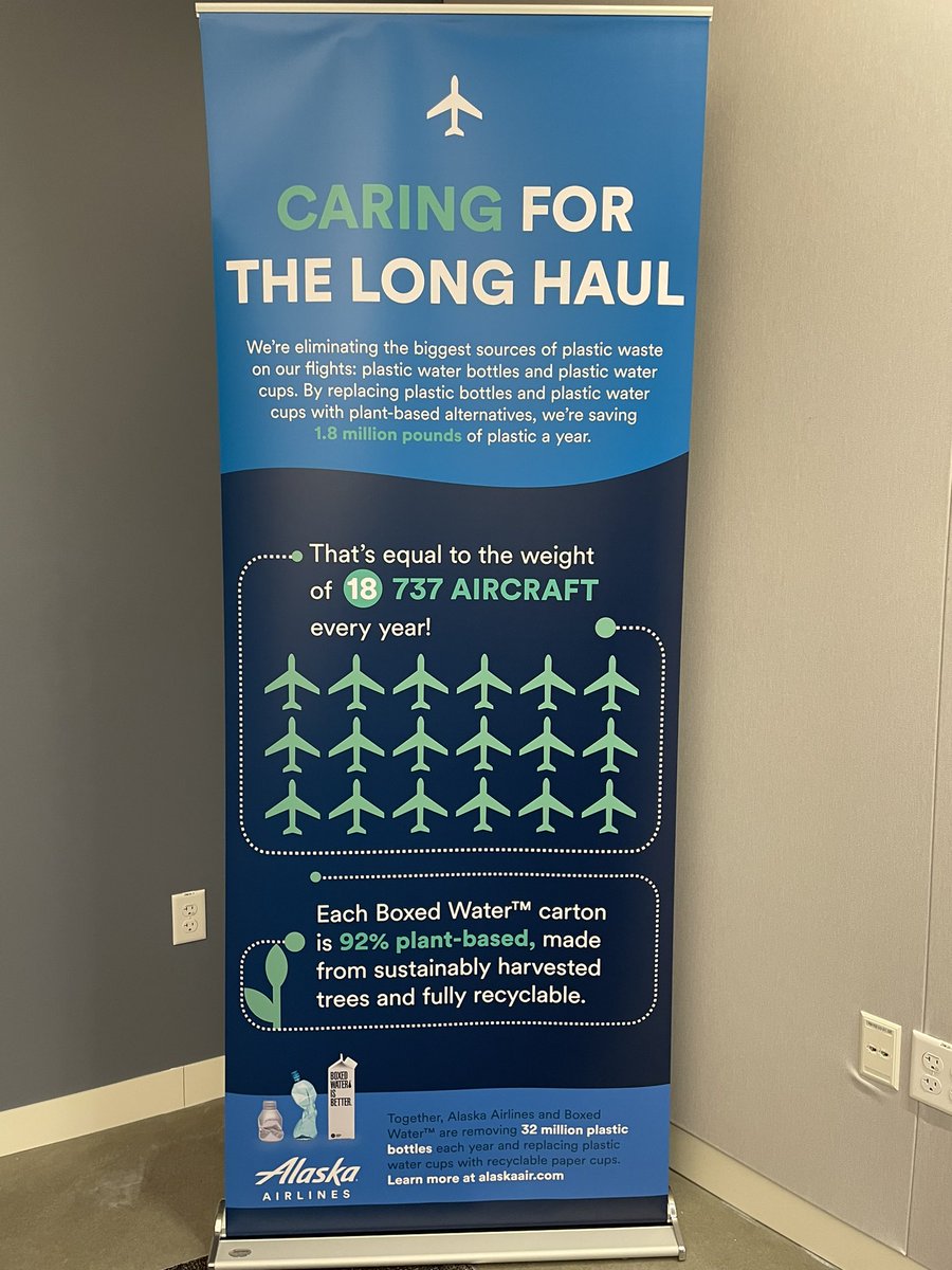BirkettRakow's tweet photo. My family calls me the “hydration police.” 🤣💧Now we can stay hydrated onboard @AlaskaAir without plastic: #fillbeforeyoufly water bottle, @boxedwater, recyclable cups! 🛫 https://t.co/rV0EliTcs3