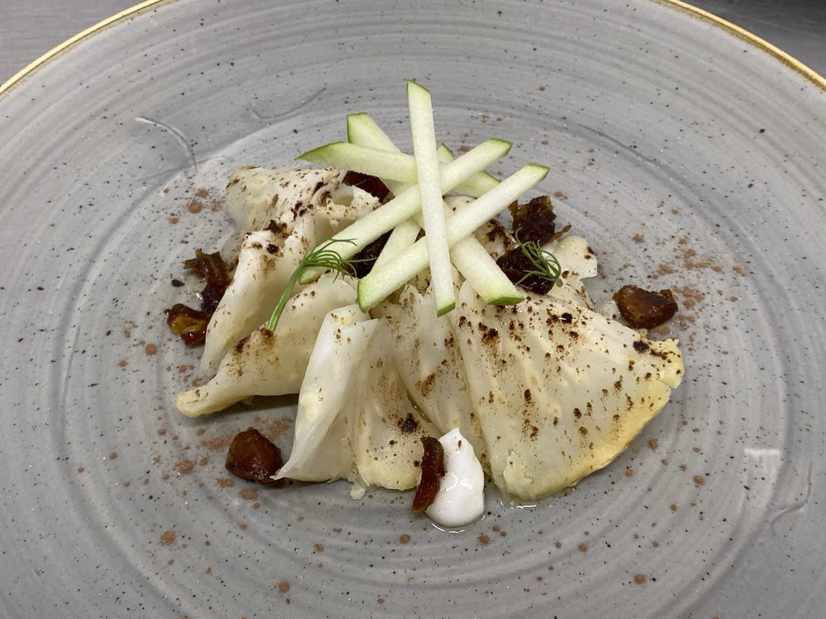 Celeriac with apple and dates, one of our popular vegan starters #finedining #GoVegan