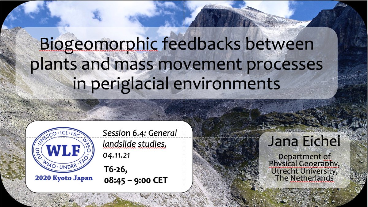AlpineBiogeo's tweet photo. Which #plants can grow on #periglacial mass movements and is there still movement under #vegetation cover? If you want to know, join for my invited talk tomorrow morning, 8:45 CET, at the World #Landslide Forum #WLF5 #solifluction #biogeomorphology https://t.co/p4fgBqlJjR