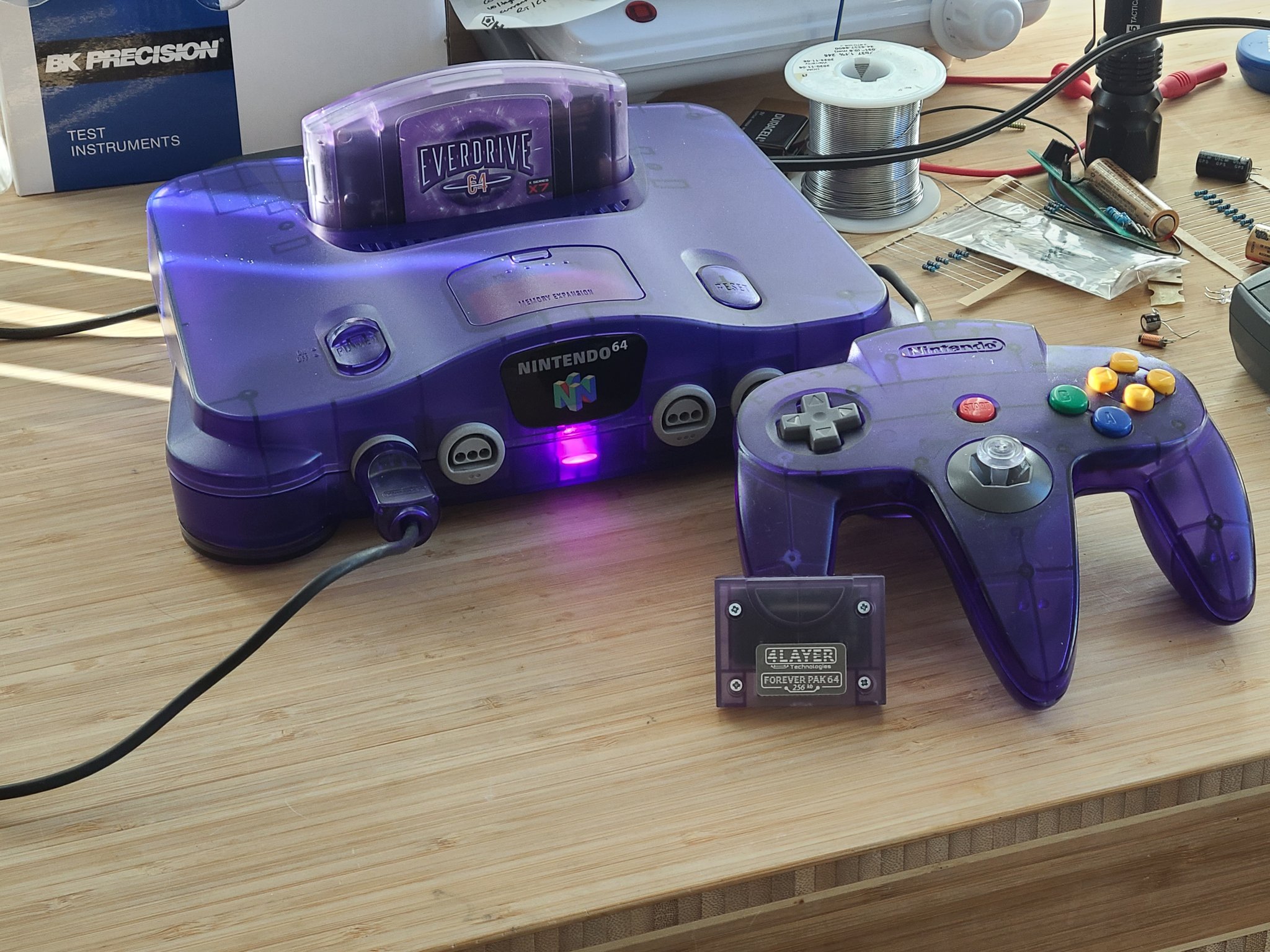 King 📺 on Twitter: "Finally finished my N64 setup. Midnight Blue shell + controller from Japan, color matched region-free cart slot from @collingall, kitsch-bent analog stick, matching atomic purple accessories