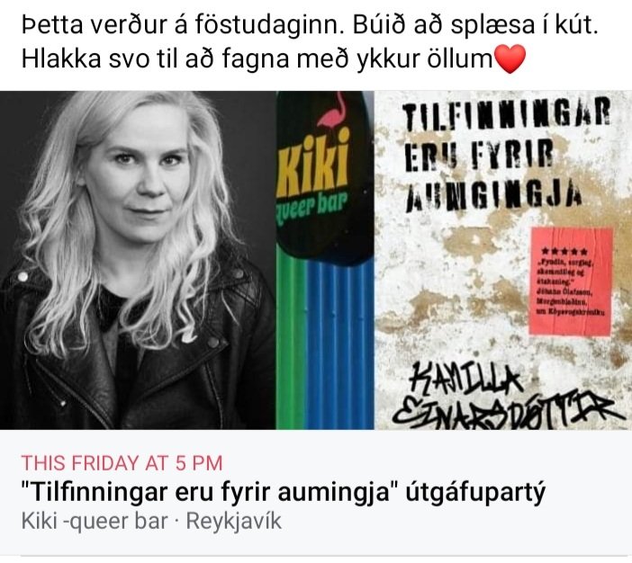Þið eruð öll hjartanlega velkomin á Kiki næsta föstudag klukkan 17.
Myndi gleðja mig mjög mikið að sjá ykkur ❤️