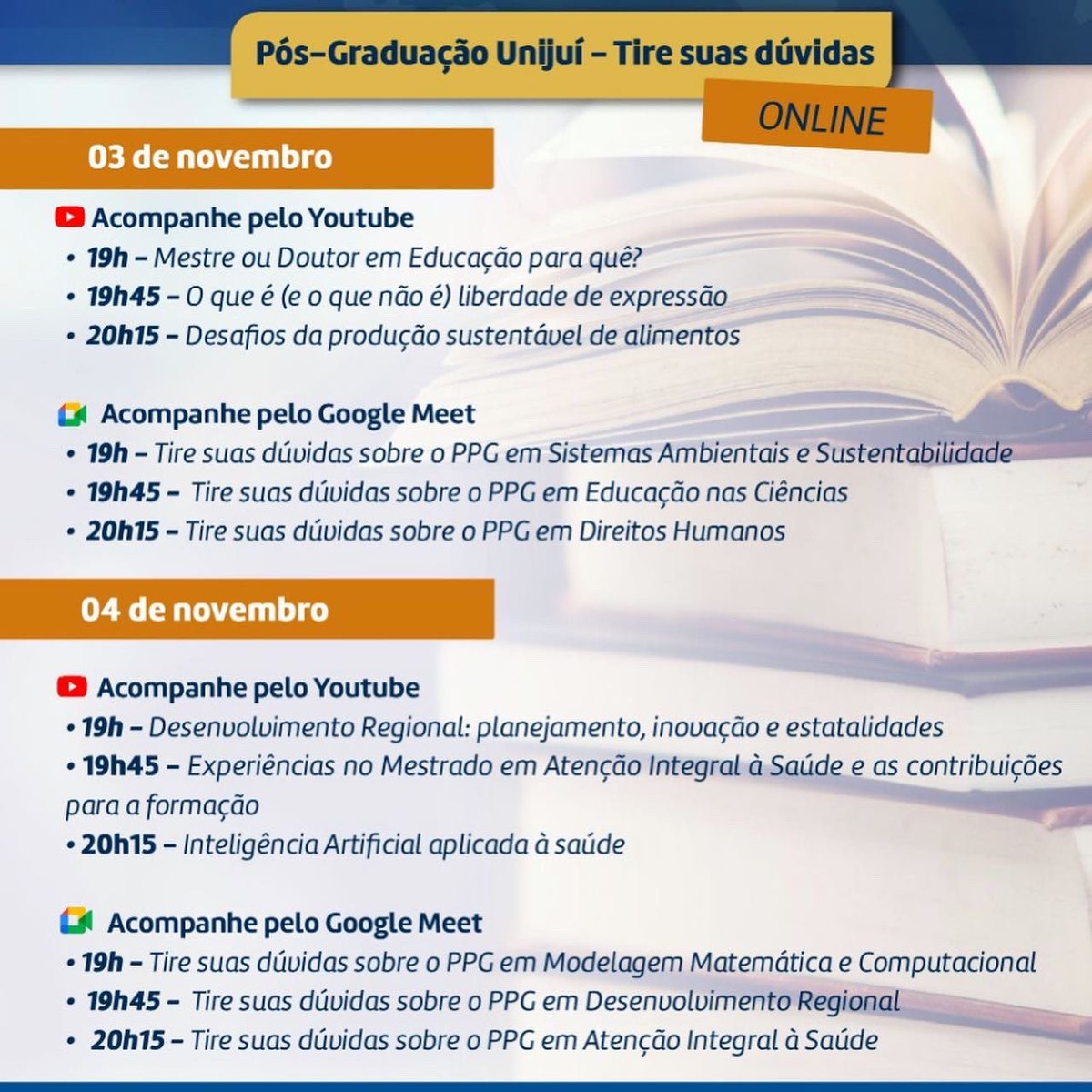 gpmundus's tweet photo. Venha conhecer o PPGD, com área de concentração em Direitos Humanos, da Unijuí. Momento para tirar as dúvidas e se inscrever no processo seletivo para as turmas de 2022. Participe!
🙌🏾🙌🏻🌎🙌🏿🙌🏽
Saiba mais em: https://t.co/CRoLPdWLC4 https://t.co/vezFTPZAIK
