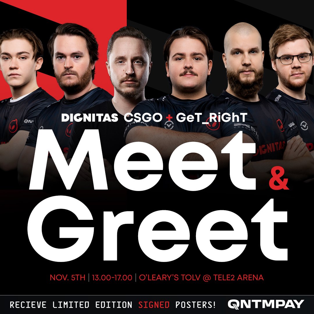 We made it to the Stockholm Major one way or another!

Meet <a href="/GeT_RiGhT/">Christopher Alesund</a> &amp; #DignitasVIE on Friday before the @CSGO matches kick-off!
✍️ Signed Posters
🟡 #Digi Holos &amp; Pins
🤝🤳 Meet @CSGO Legends 

Nu kör vi!

Follow <a href="/DignitasCSGO/">Dignitas CS:GO</a> for behind-the-scenes all week in Stockholm!