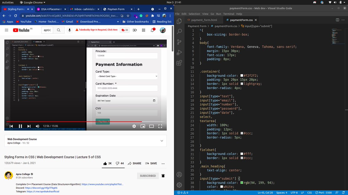 i_am_sahinislam's tweet photo. Nov 3
#100daysofcodechallenge
It's My #Day8
Today I have Learned About Styling forms in CSS
#100daysofcodechallenge #100DaysOfCode #Java #webdev #HTML5 #cssworkshop #programminglanguage #css #css2021 https://t.co/QkUcjLicUv