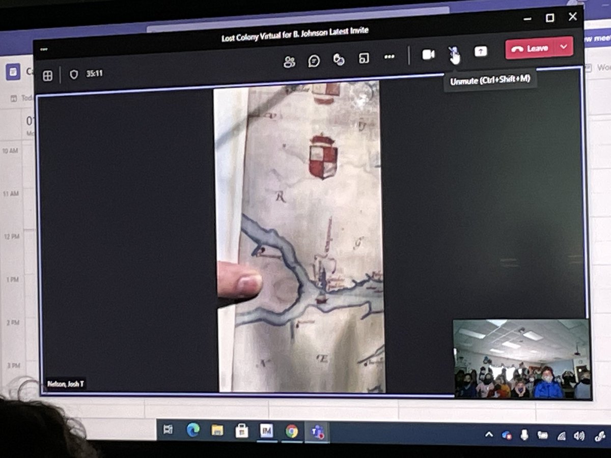 Thanks Park Ranger Josh Nelson from <a href="/FortRaleighNPS/">Fort Raleigh National Historic Site</a> for sharing his knowledge &amp; doing a #VirtualFieldTrip of #TheLostColony at Roanoke Island! <a href="/SWESPonies/">SWES</a> 4th grade Ss learned of John White’s voyage &amp; the tragic disappearance of the colonists. #OnslowDLT #OCSEngage #BeLikeSWE
