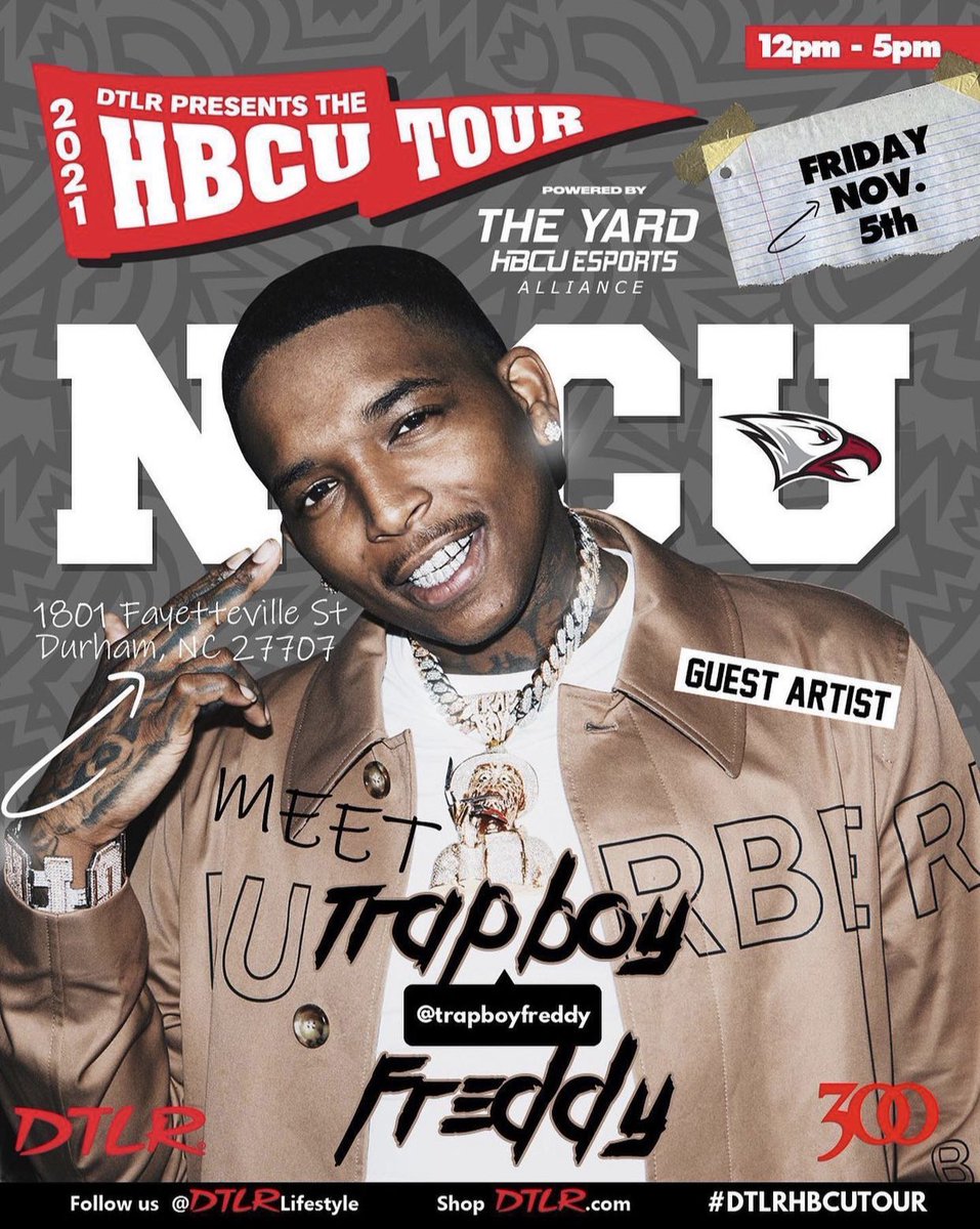 ACoreyBphoto's tweet photo. #NCCU is the last stop of the #DTLRHBCUTour!!! Friday weโre bringing some artists that will be rocking the stage โฌ๏ธ
Trapboy Freddy, BRS Kash, HD4President, Unfoonk, & more
๐ฅ๐ฅ๐ฅ๐ฅ
#NCCUHC21 #coreybphotography https://t.co/SBP6CdK1ae